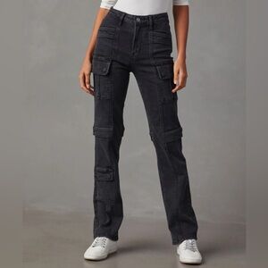Zhaire High Rise Pocketed Straight Jeans - Black